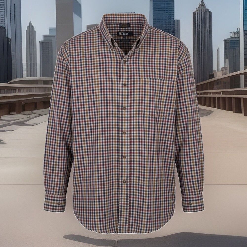 Mens Westport Black Size 3XLT Gingham Button Up Flannel Shirt Wool Blend Mint